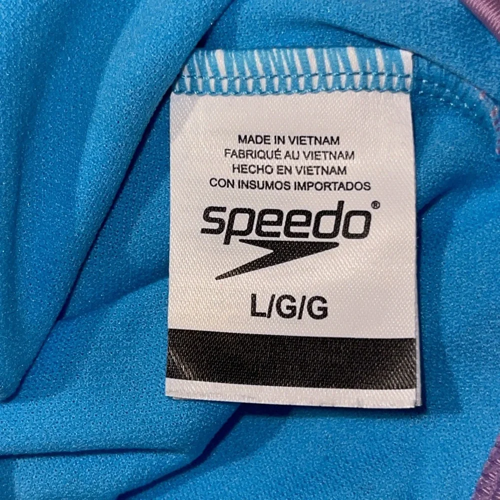 Speedo Girls Purple Blue‎ Tie Dye One Piece Swimsuit L Youth Professional Grade